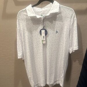 Tailorbyrd White Polo with Subtle Blue Design